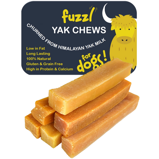 Fuzzl Yak Chews - Original Medium 6 Pack Dog Treats - Himalayan Yak Chews for Dogs - Natural Dog Chew