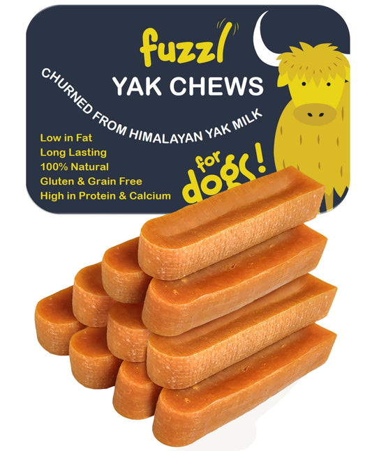 Fuzzl Yak Chews - Original Medium 10 Pack Dog Treats - Himalayan Yak Chews for Dogs - Natural Dog Chew