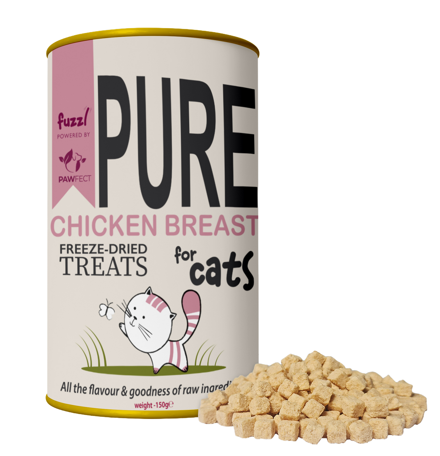 Fuzzl Pure Freeze Dried 100% Chicken Cat Treats and Cat Food Topper 50g