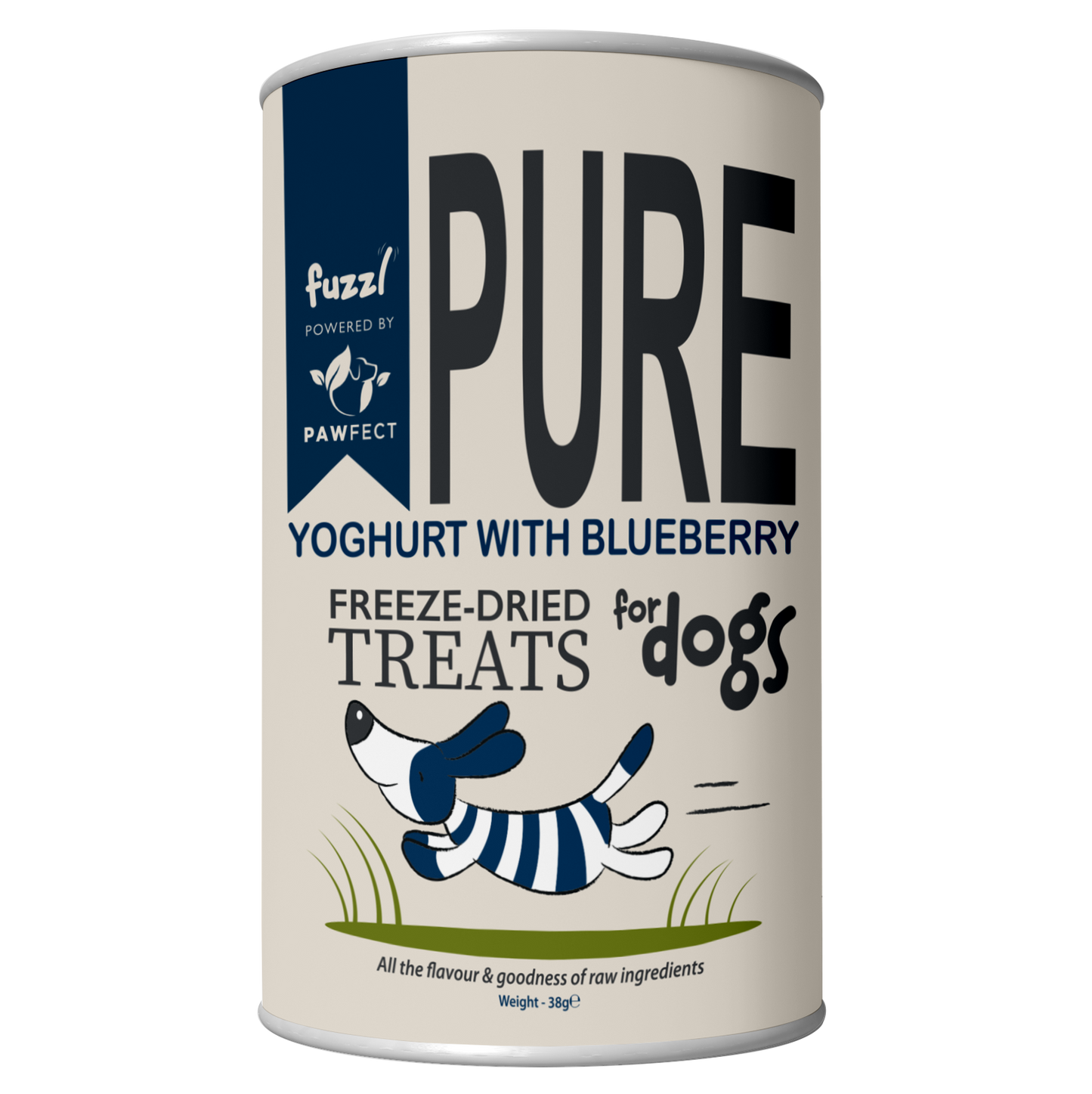 Fuzzl Pure Freeze Dried Blueberry Yoghurt Melties Dog Treats and Dog Food Topper 38g - Prebiotic and Probiotic