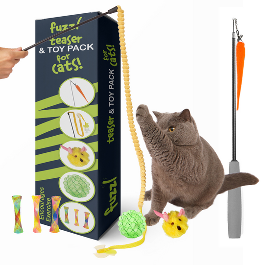 Fuzzl Cat Teaser & Toy Pack of 5 Gift Pack Interactive Cat Toys