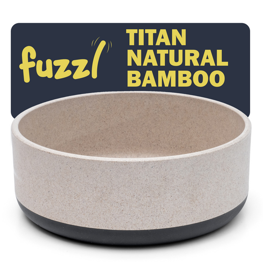 Fuzzl Titan Bamboo & Rubber Base Bowl 18cm with Ultra Grip Base Dog Bowl