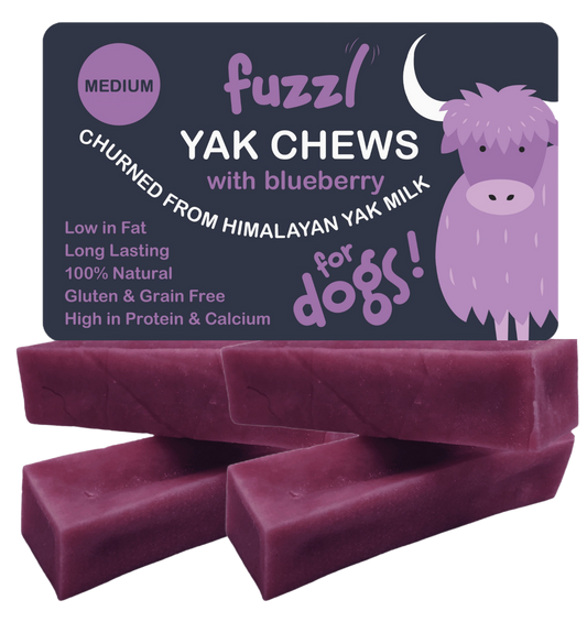 Fuzzl Yak Chews for Dogs - Medium 4 Pack Himalayan Yak Chews for Dogs - Natural Dog Chew