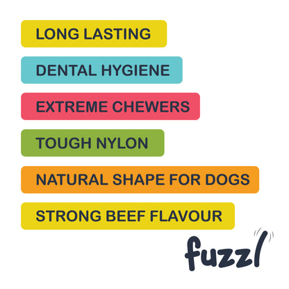 Fuzzl Ultra Tough Nylon Wishbone and Bone Dog Toy Pack