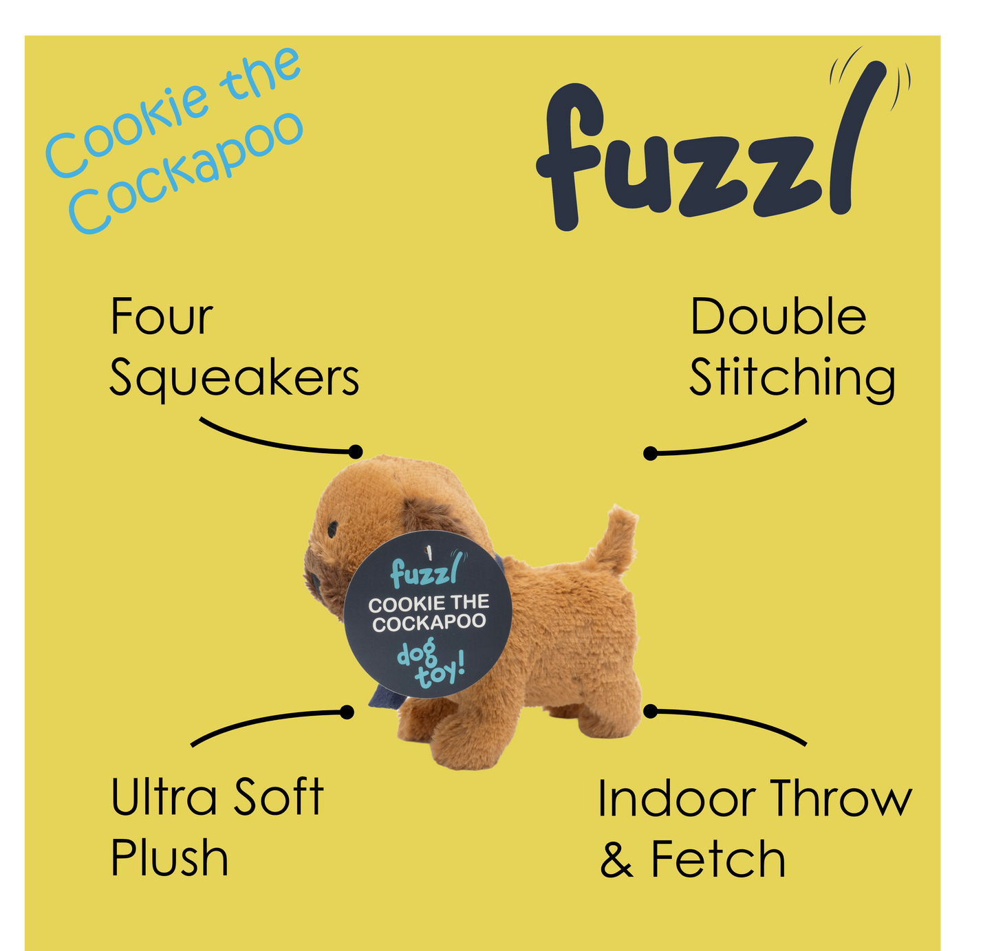 Fuzzl Cookie the Cockapoo Plush Dog Toy and Puppy Toy