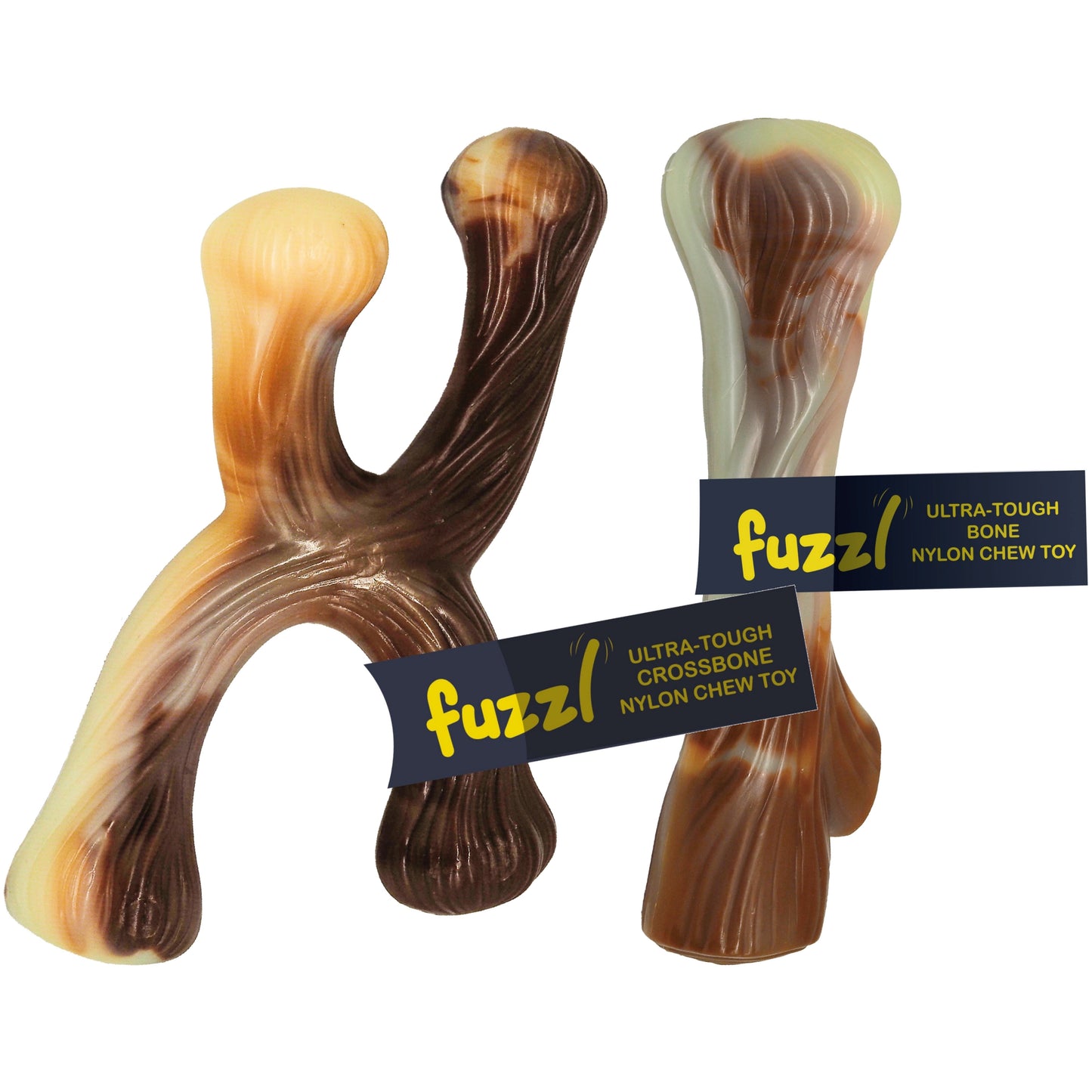 Fuzzl Ultra Tough Nylon Crossbone and Bone Dog Toy Pack