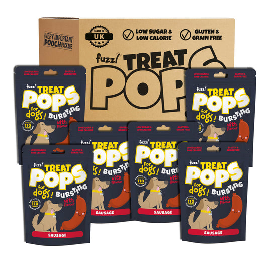 Fuzzl Treat Pops - British Sausage Natural Dog Treats 6 x 100g - Soft Baked Grain Free Natural Training Treats