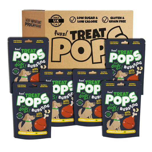 Fuzzl Treat Pops - Turkey, Peanut & Cashew Natural Dog Treats 6 x 100g - Soft Baked Grain Free Natural Training Treats