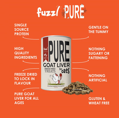 Fuzzl Pure Freeze Dried 100% Goat Liver Cat Treats and Cat Food Topper 50g