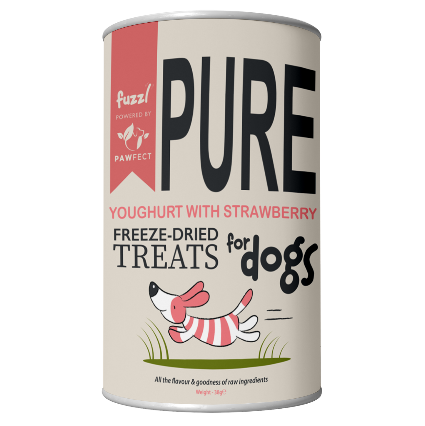 Fuzzl Pure Freeze Dried Strawberry Yoghurt Melties Dog Treats and Dog Food Topper 38g - Prebiotic and Probiotic