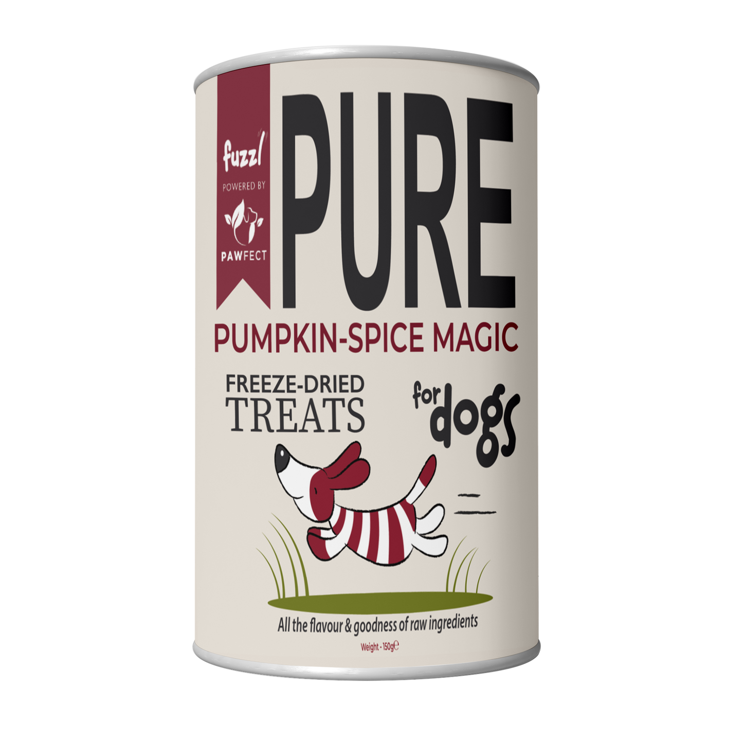 Fuzzl Pure Freeze Dried Chicken Breast Pumpkin Spice Magic Dog Treats and Dog Food Topper 150g Maxi Tube