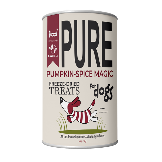 Fuzzl Pure Freeze Dried Chicken Breast Pumpkin Spice Magic Dog Treats and Dog Food Topper 150g Maxi Tube