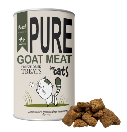 Fuzzl Pure Freeze Dried 100% Goat Meat Cat Treats and Cat Food Topper 150g Maxi Tube