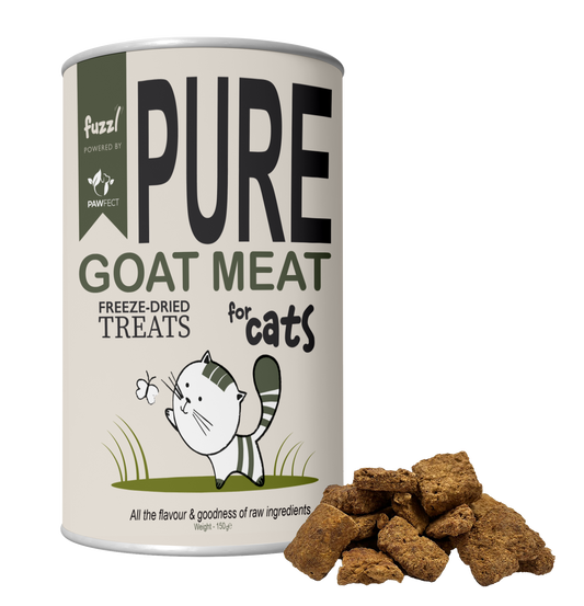 Fuzzl Pure Freeze Dried 100% Goat Meat Cat Treats and Cat Food Topper 150g Maxi Tube